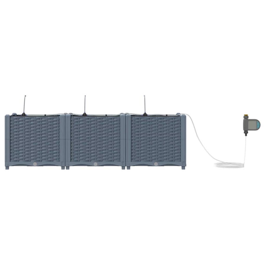 Tuin Bloempot 3 pcs Licht Grijs Staal
