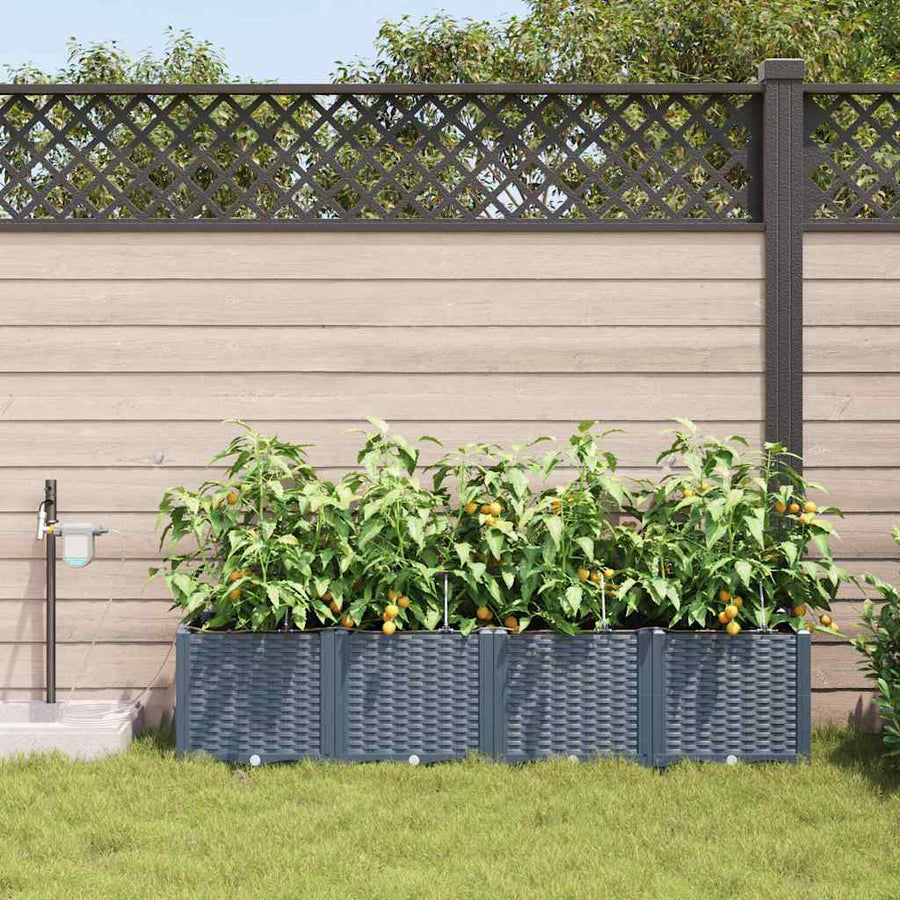 Tuin Bloempot 4 pcs Licht Grijs Staal