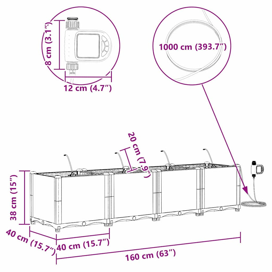 Tuin Bloempot 4 pcs Licht Grijs Staal