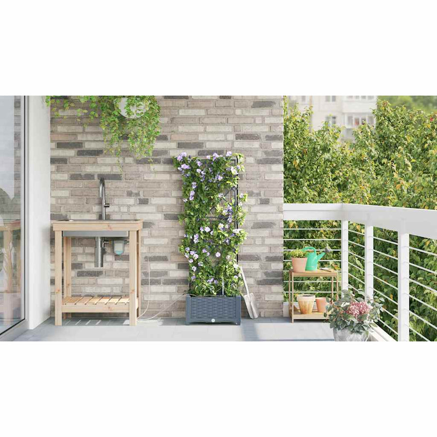 Tuin Bloempot Licht Grijs 40 x 40 x 126 cm Staal