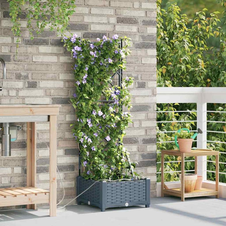 Tuin Bloempot Licht Grijs 40 x 40 x 126 cm Staal
