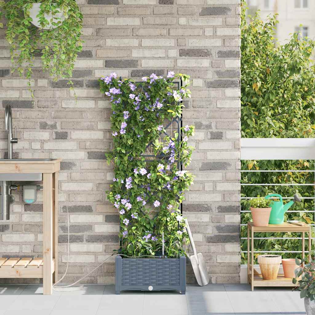 Tuin Bloempot Licht Grijs 40 x 40 x 126 cm Staal