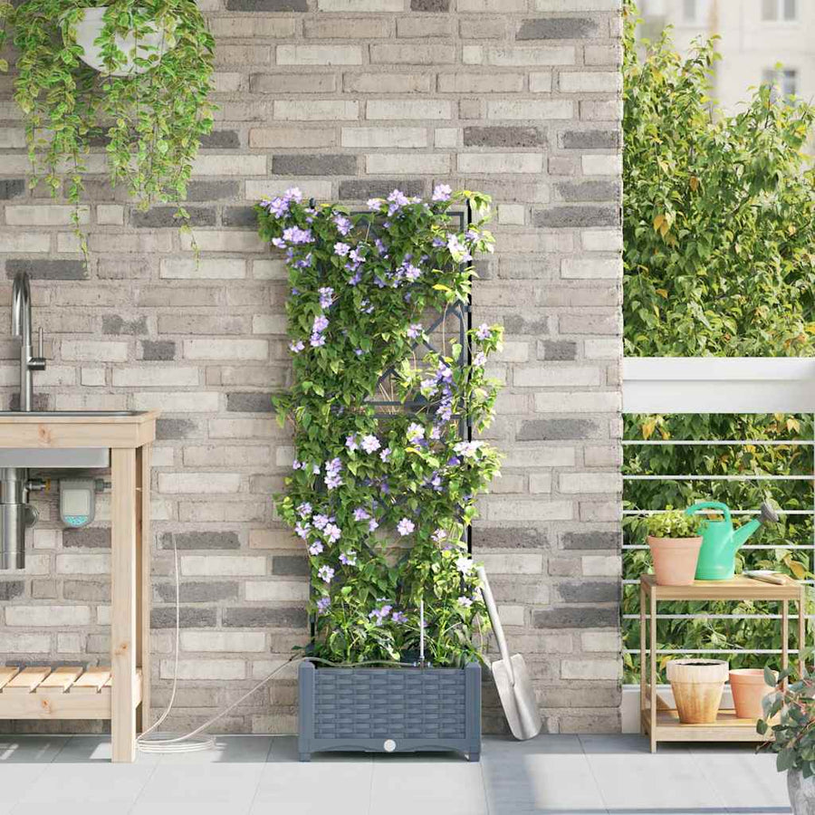 Tuin Bloempot Licht Grijs 40 x 40 x 126 cm Staal