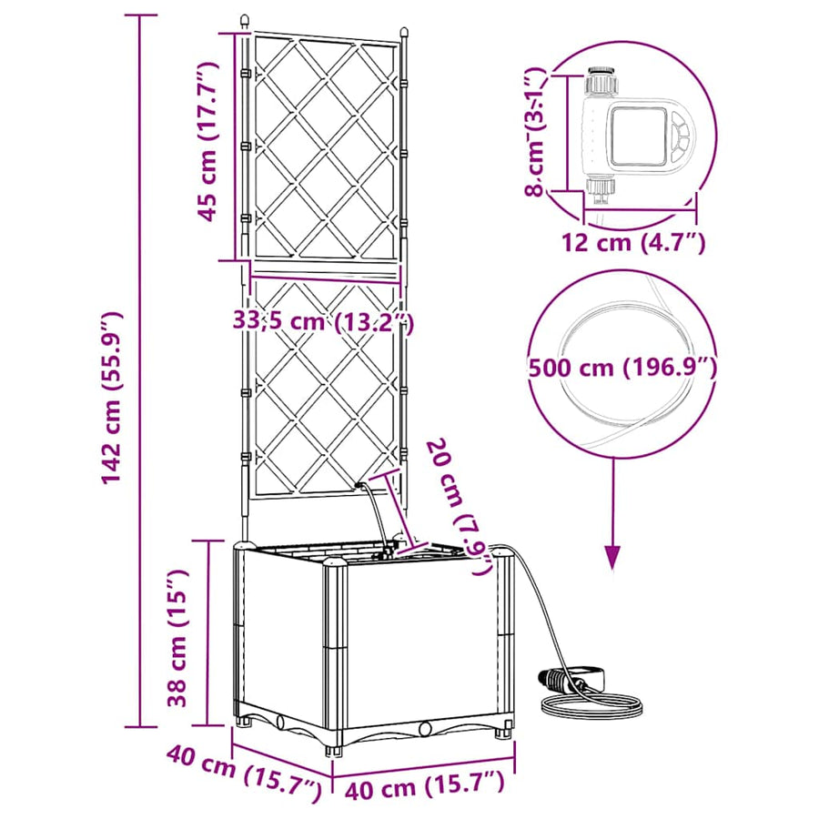 Tuin Bloempot 2 pcs Licht Grijs Staal