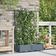 Bloempot 2 stuks staal lichtgrijs 80x40x126 cm