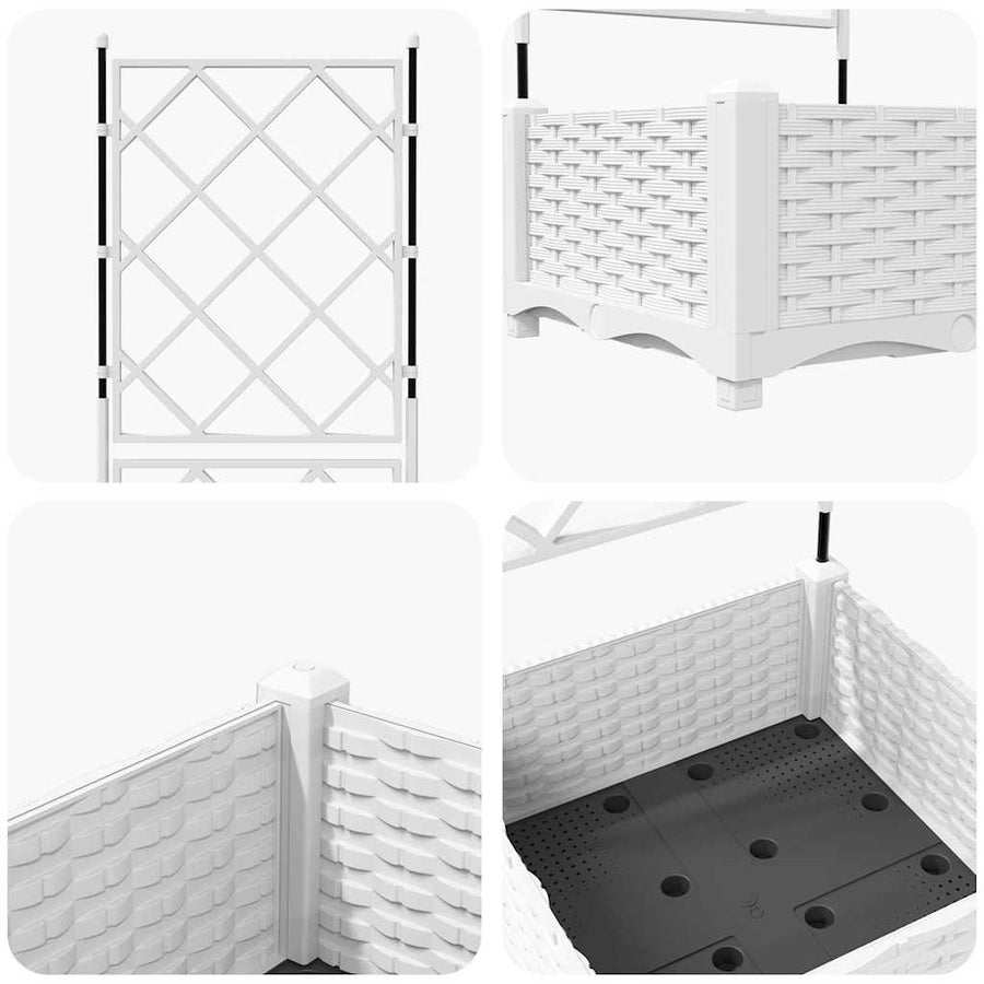 Tuin Bloempot Wit 40 x 40 x 125,5 cm Staal