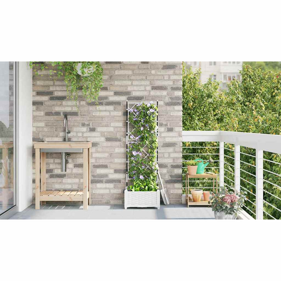 Tuin Bloempot Wit 40 x 40 x 125,5 cm Staal
