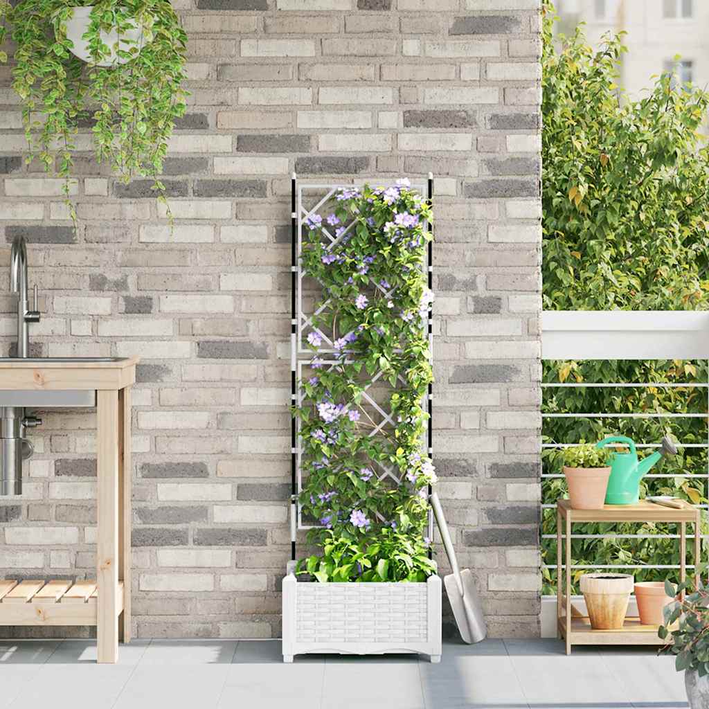 Tuin Bloempot Wit 40 x 40 x 125,5 cm Staal