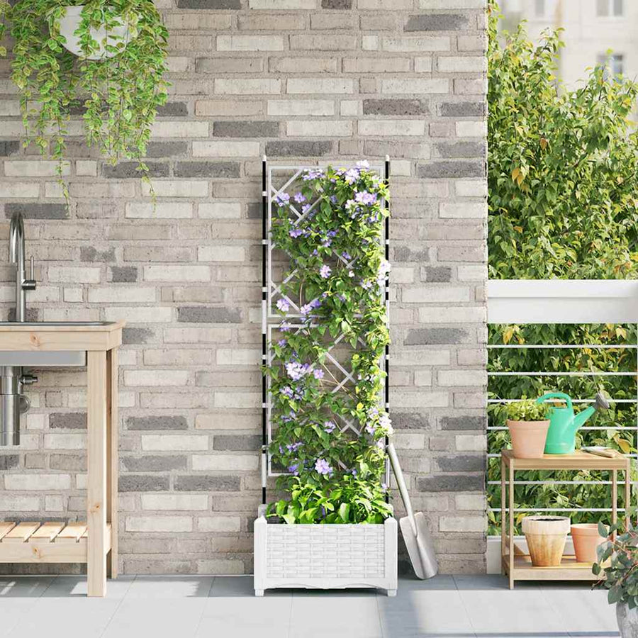 Tuin Bloempot Wit 40 x 40 x 125,5 cm Staal