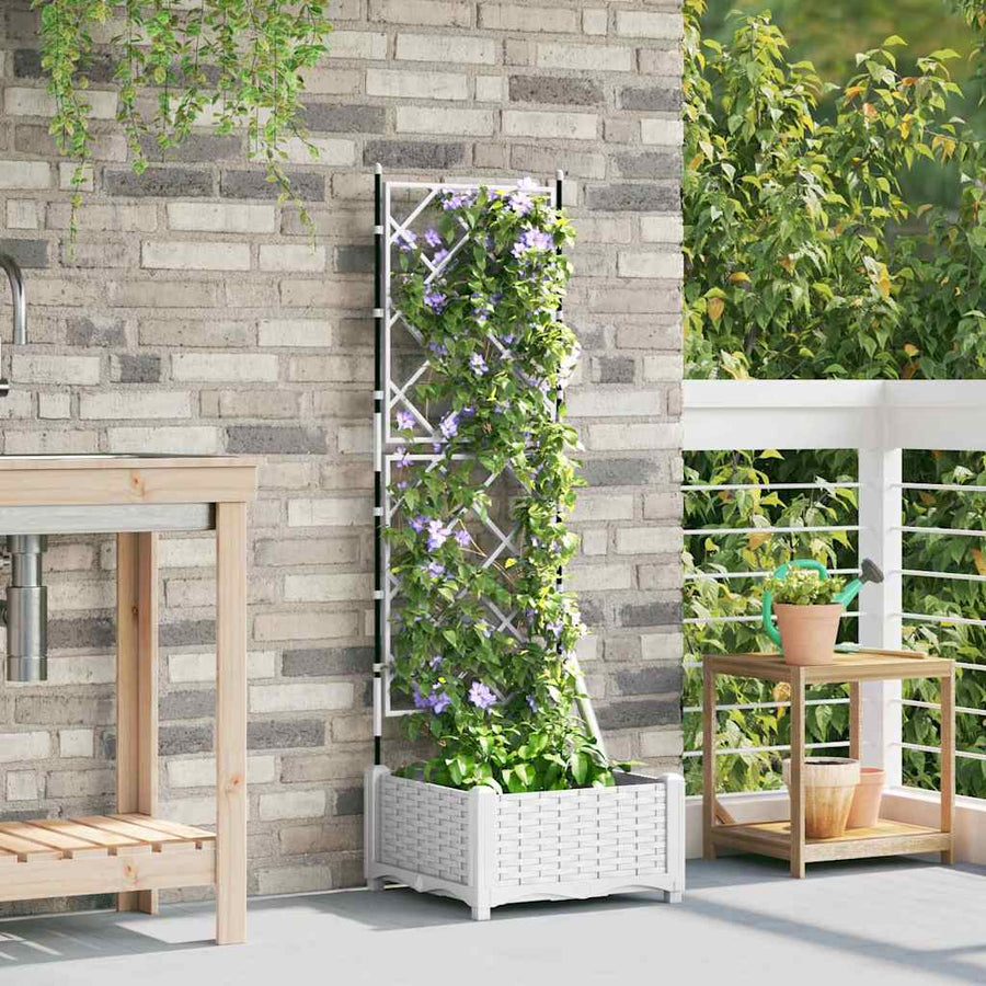 Tuin Bloempot Wit 40 x 40 x 125,5 cm Staal