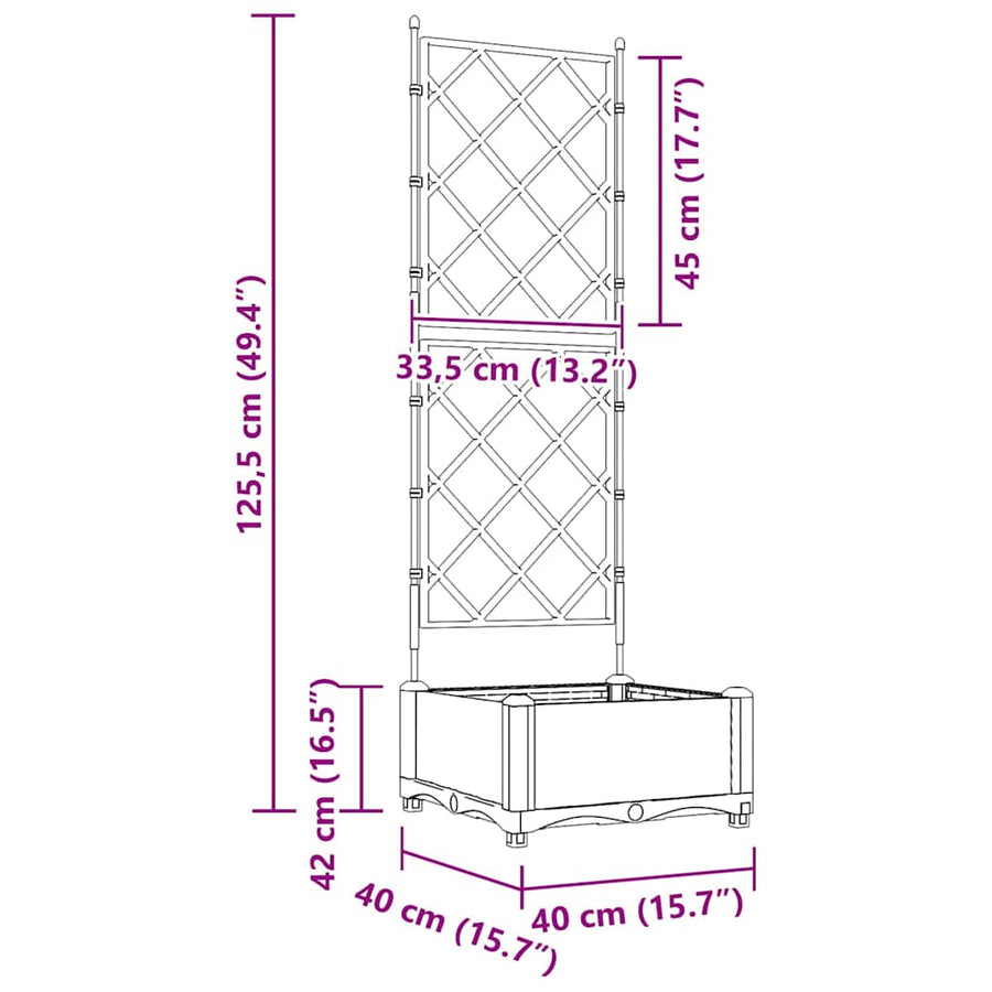 Tuin Bloempot Wit 40 x 40 x 125,5 cm Staal