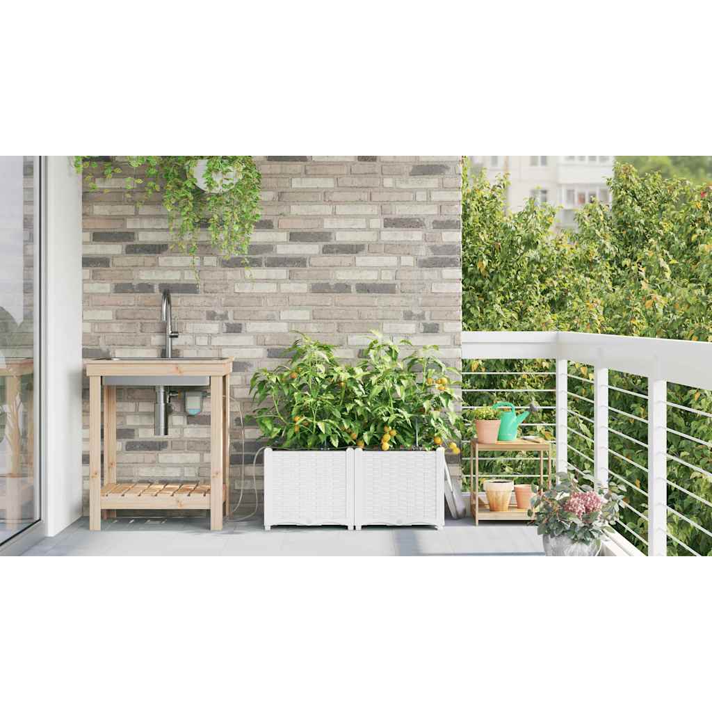 Tuin Bloempot 2 pcs Wit Staal