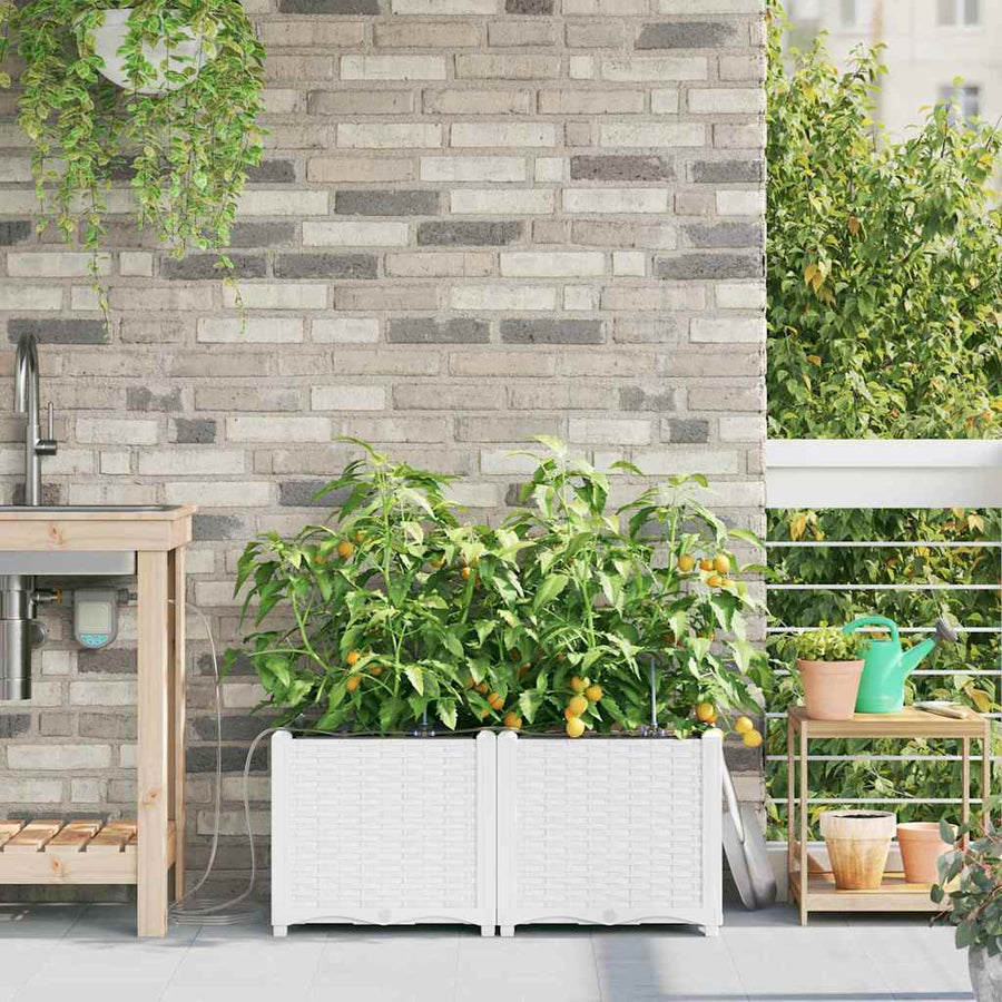 Tuin Bloempot 2 pcs Wit Staal
