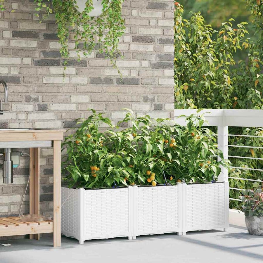 Tuin Bloempot 3 pcs Wit Staal