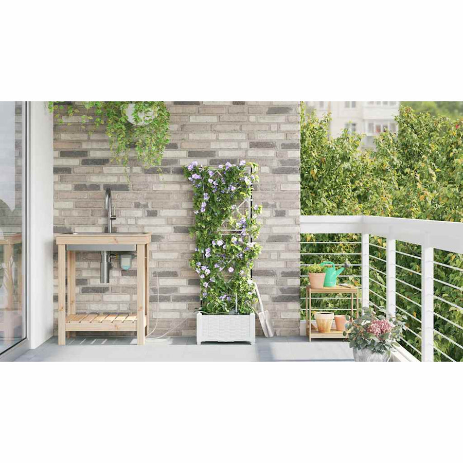 Tuin Bloempot Wit 40 x 40 x 126 cm Staal