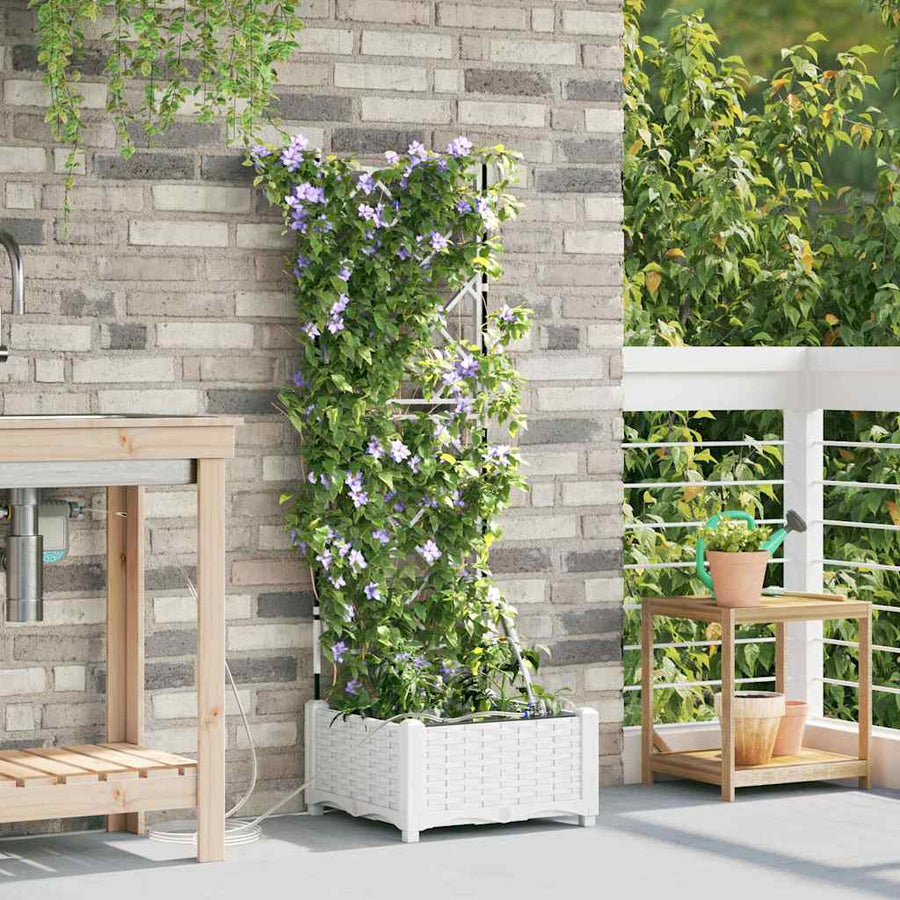 Tuin Bloempot Wit 40 x 40 x 126 cm Staal