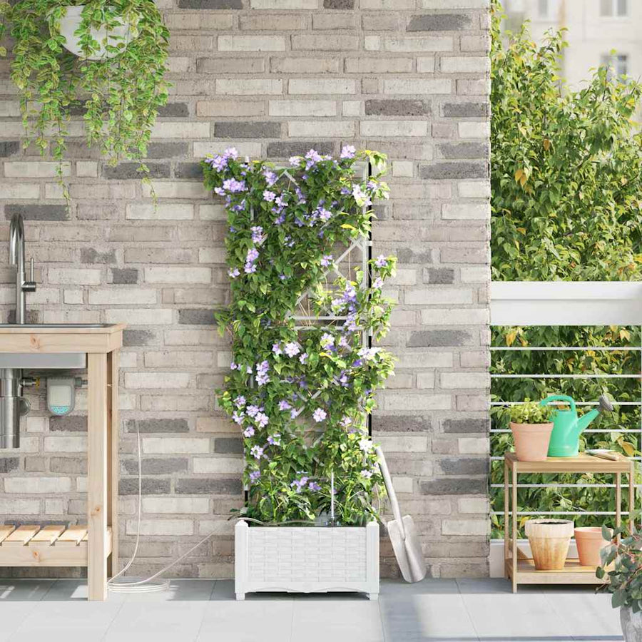 Tuin Bloempot Wit 40 x 40 x 126 cm Staal