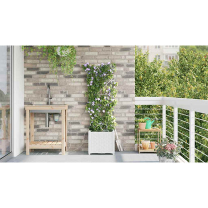 Tuin Bloempot Wit 40 x 40 x 142 cm Staal