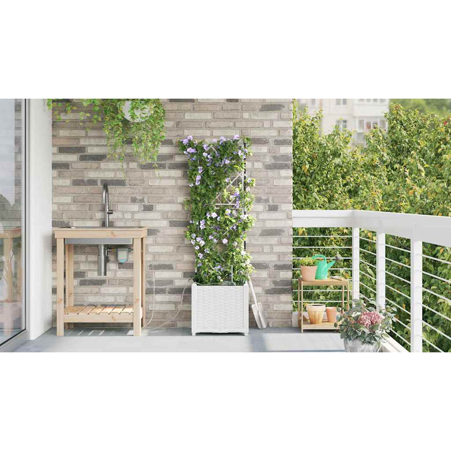 Tuin Bloempot Wit 40 x 40 x 142 cm Staal