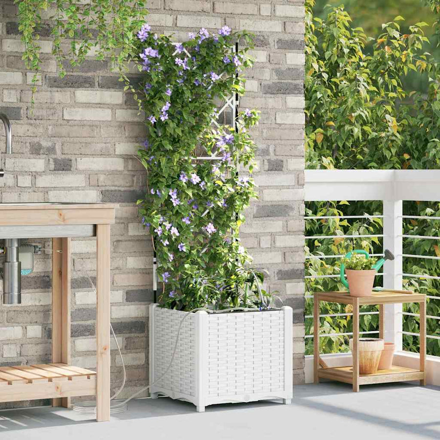 Tuin Bloempot Wit 40 x 40 x 142 cm Staal