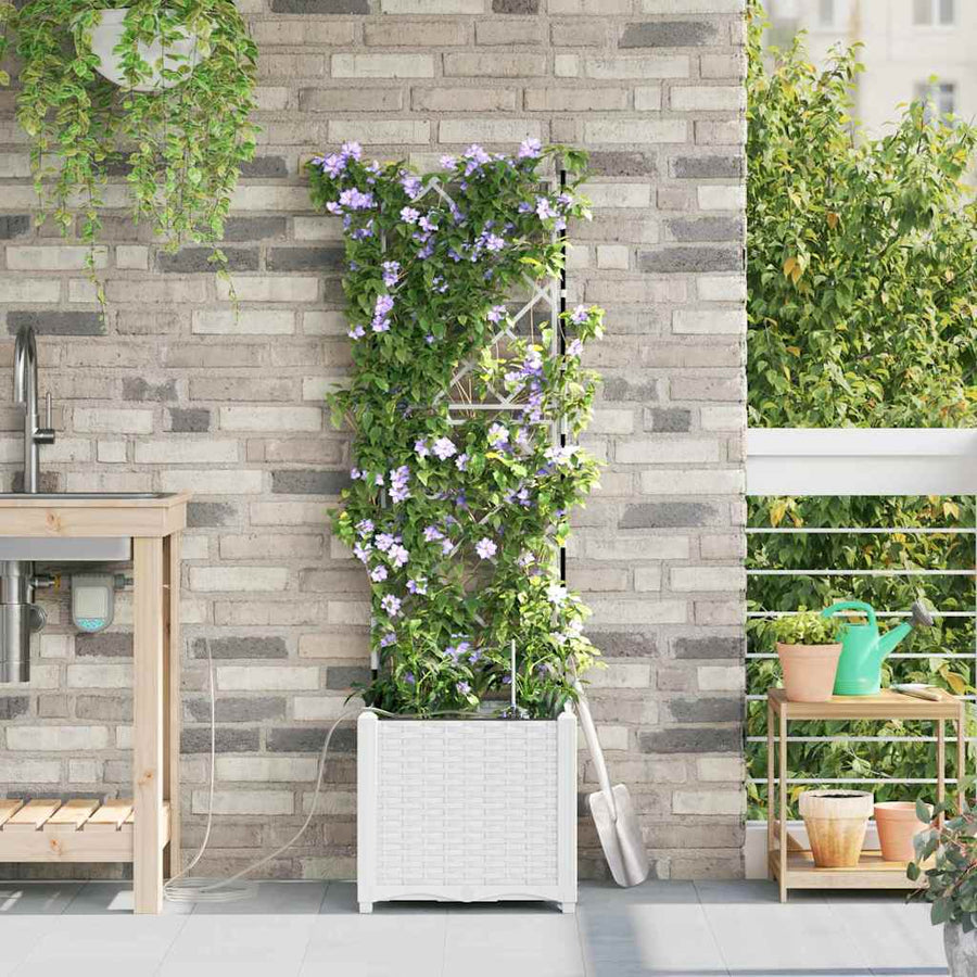 Tuin Bloempot Wit 40 x 40 x 142 cm Staal