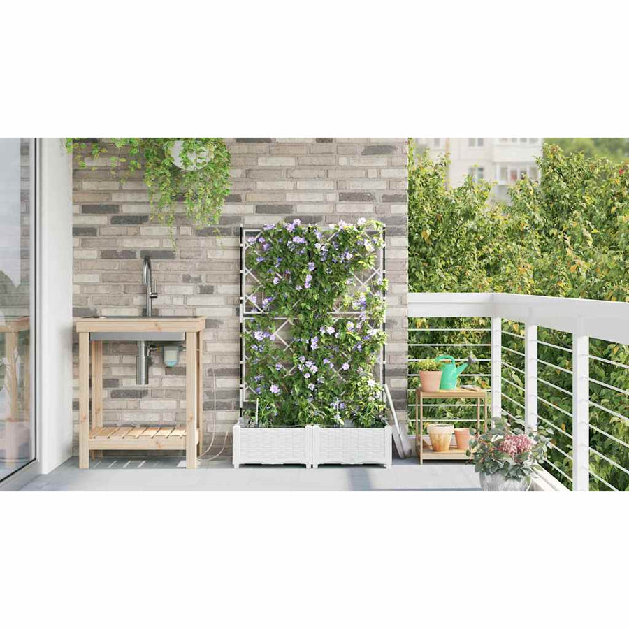 Tuin Bloempot 2 pcs Wit Staal