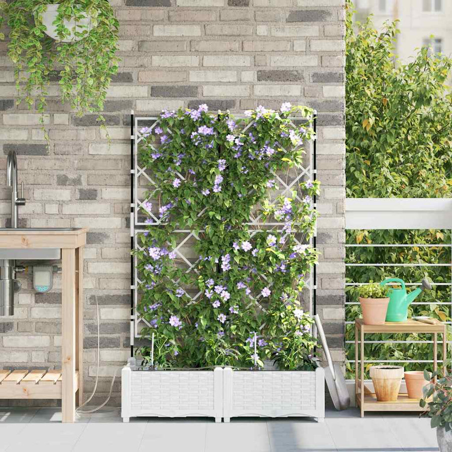 Tuin Bloempot 2 pcs Wit Staal