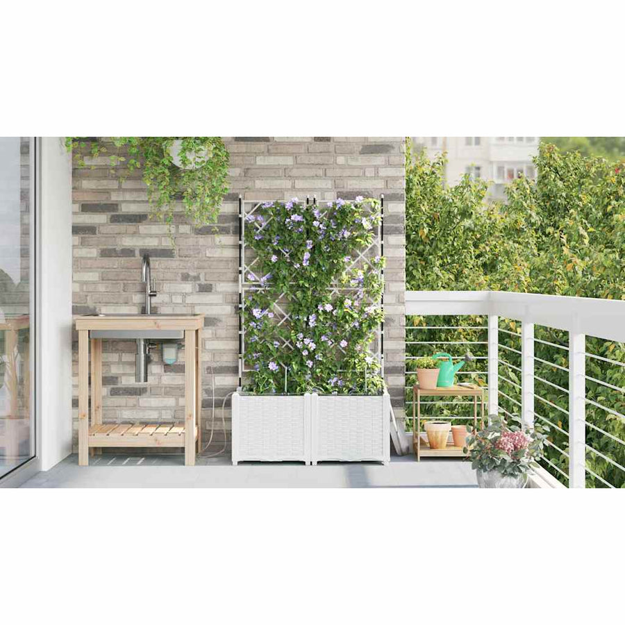 Tuin Bloempot 2 pcs Wit Staal