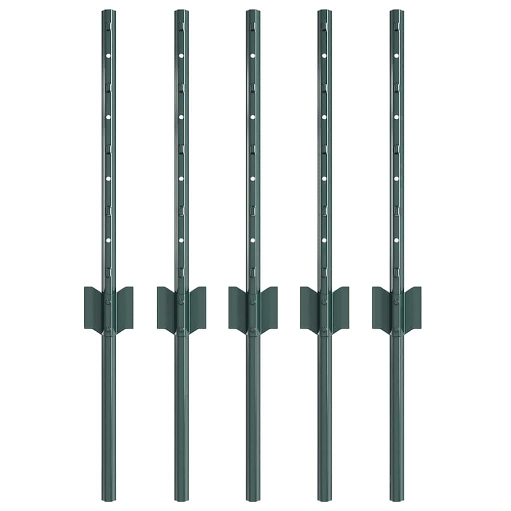 Afrasteringspaal 5 pcs Groen 80 cm Staal