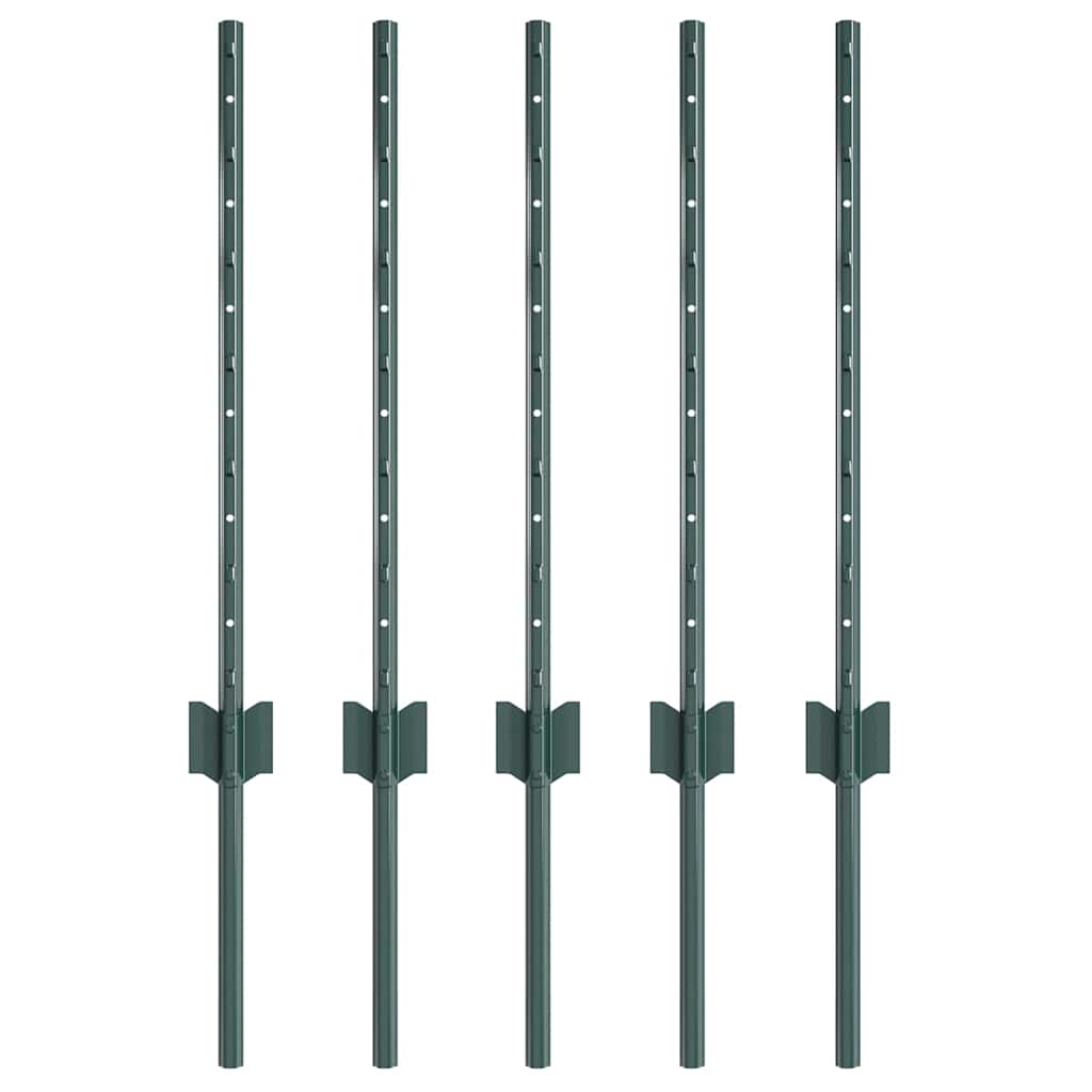 Afrasteringspaal 5 pcs Groen 100 cm Staal