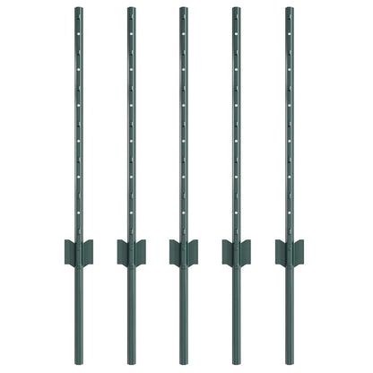 Afrasteringspaal 5 pcs Groen 100 cm Staal