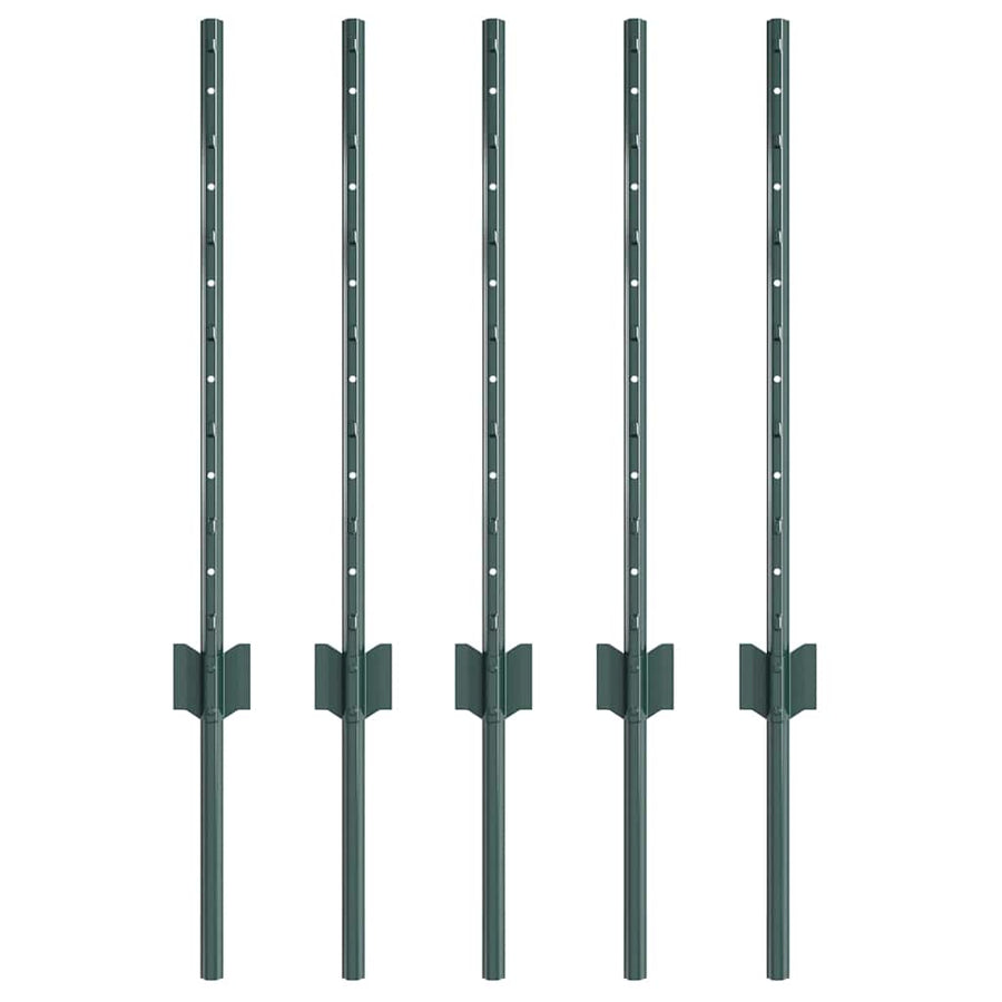 Afrasteringspaal 5 pcs Groen 100 cm Staal