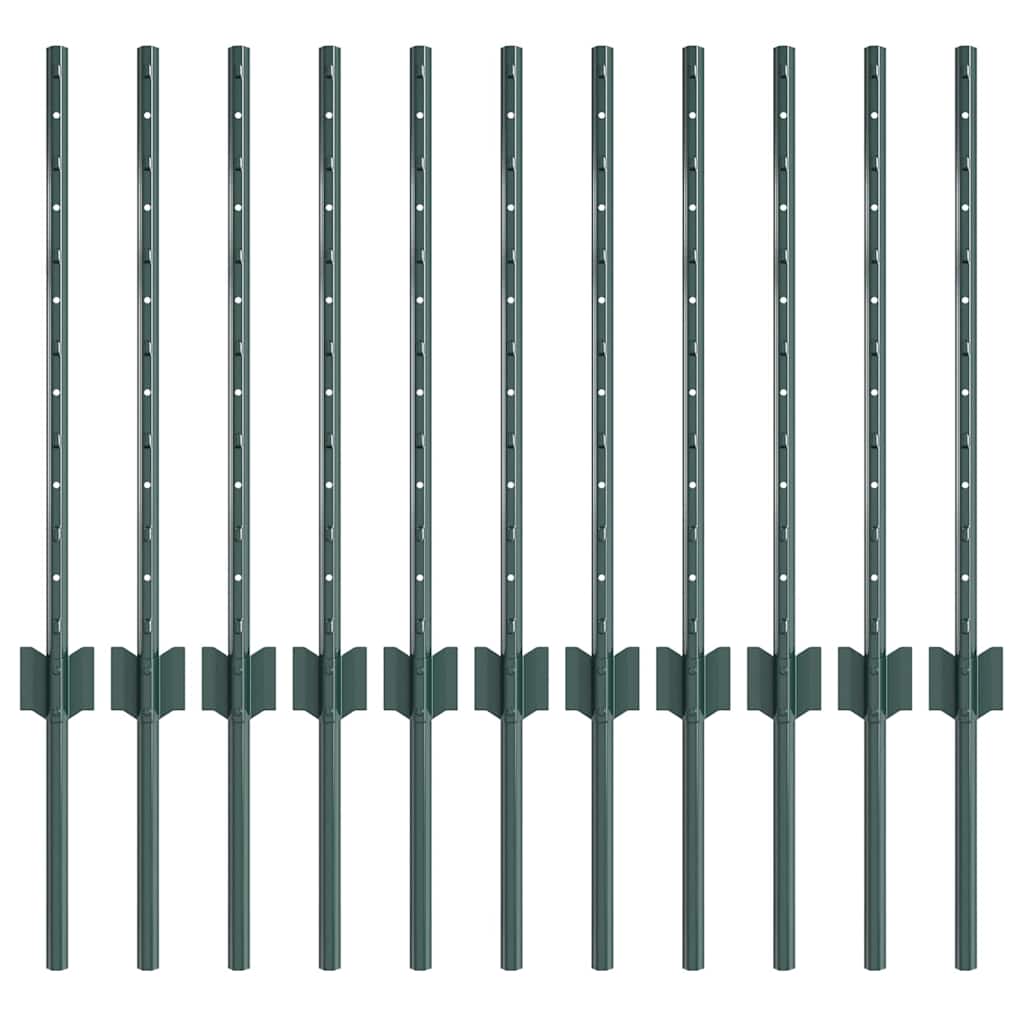 Afrasteringspaal 11 pcs Groen 100 cm Staal