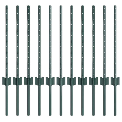 Afrasteringspaal 11 pcs Groen 100 cm Staal