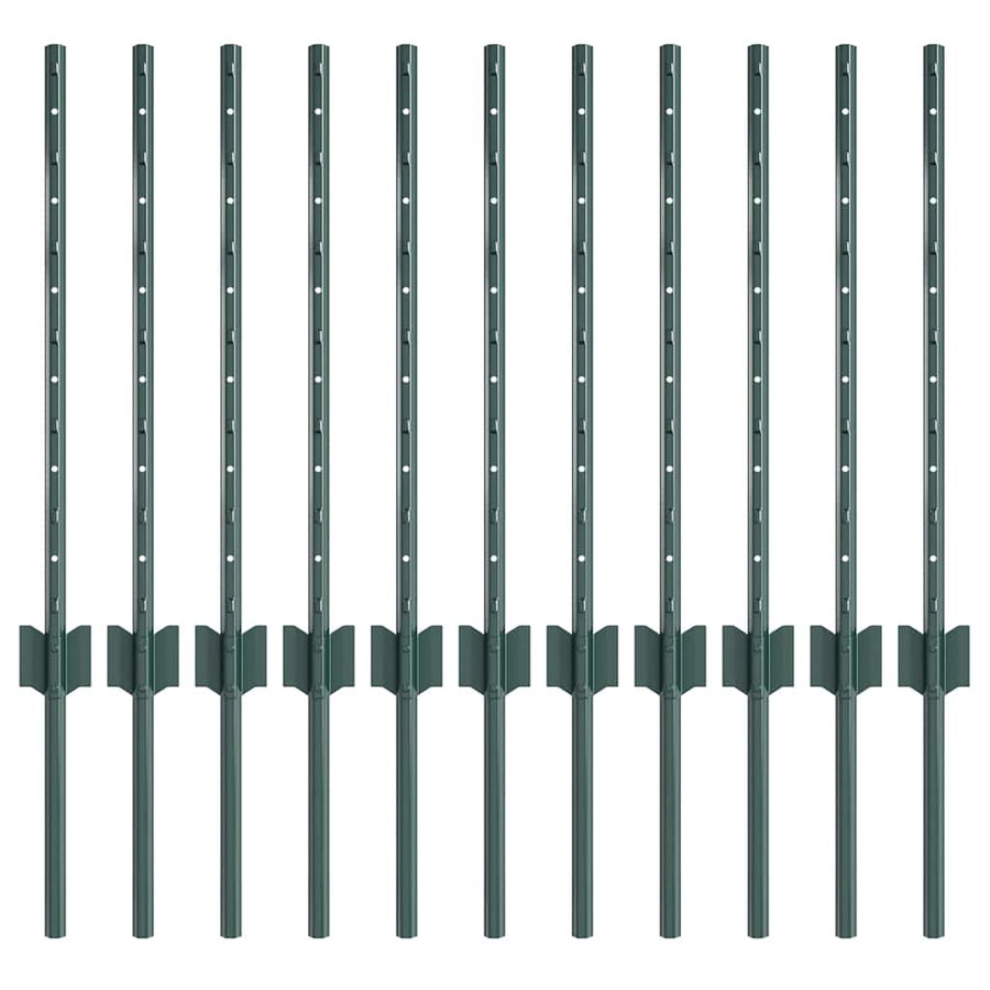 Afrasteringspaal 11 pcs Groen 100 cm Staal