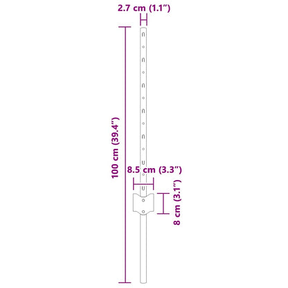 Afrasteringspaal 11 pcs Groen 100 cm Staal