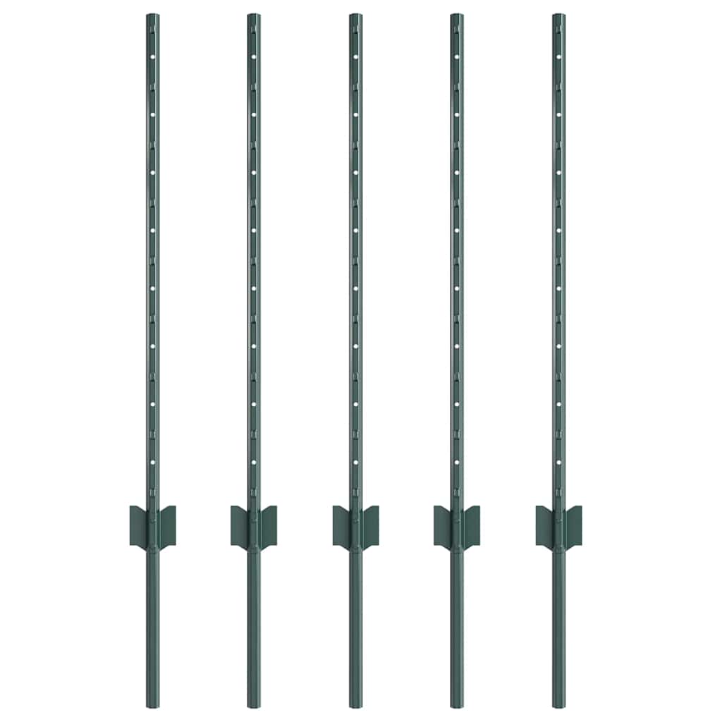Afrasteringspaal 5 pcs Groen 120 cm Staal
