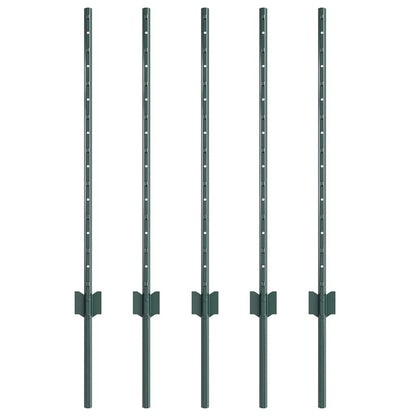 Afrasteringspaal 5 pcs Groen 120 cm Staal