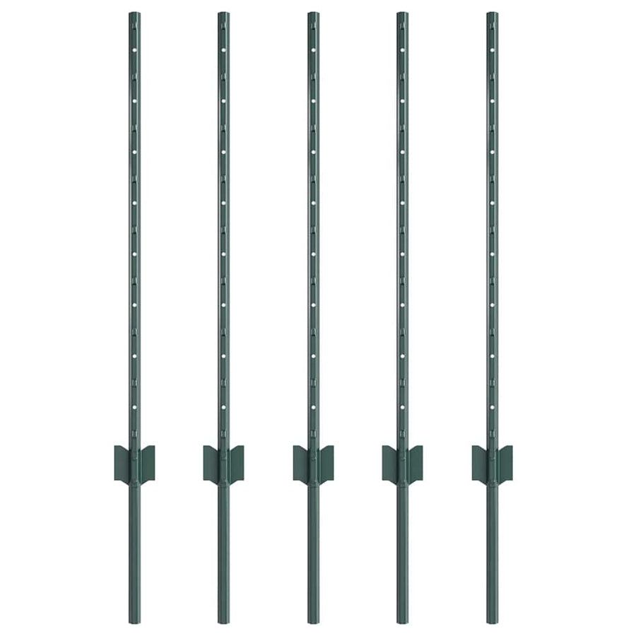 Afrasteringspaal 5 pcs Groen 120 cm Staal