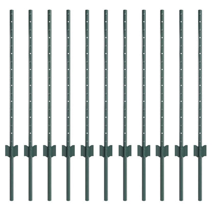 Hekpalen 11 Pcs Groen 80 Cm Staal