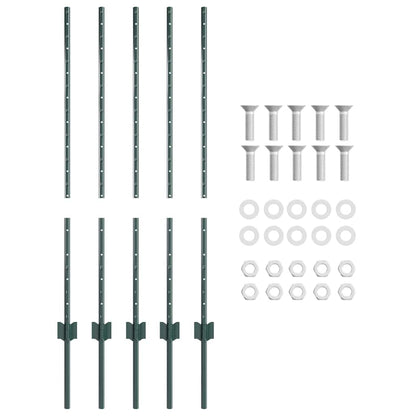Hekpalen 10 Pcs Groen 100 Cm Staal