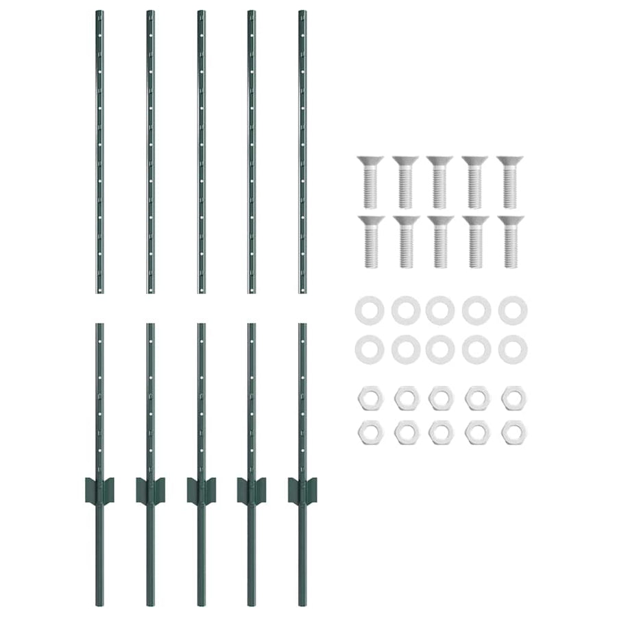 Hekpalen 10 Pcs Groen 100 Cm Staal