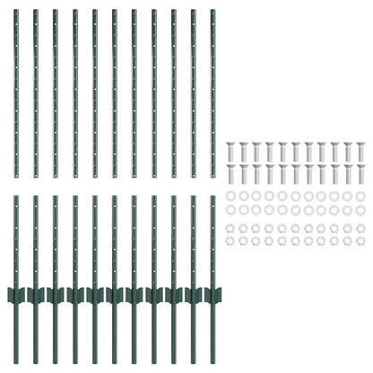 Hekpalen 22 Pcs Groen 100 Cm Staal
