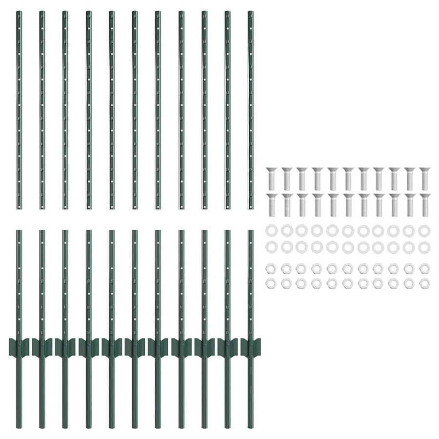 Hekpalen 22 Pcs Groen 100 Cm Staal