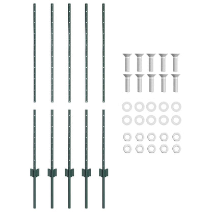 Hekpalen 10 Pcs Groen 120 Cm Staal