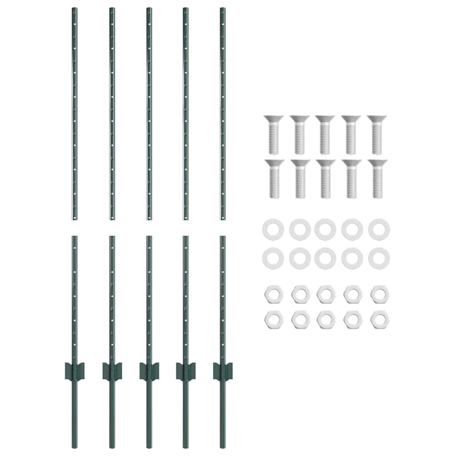 Hekpalen 10 Pcs Groen 120 Cm Staal