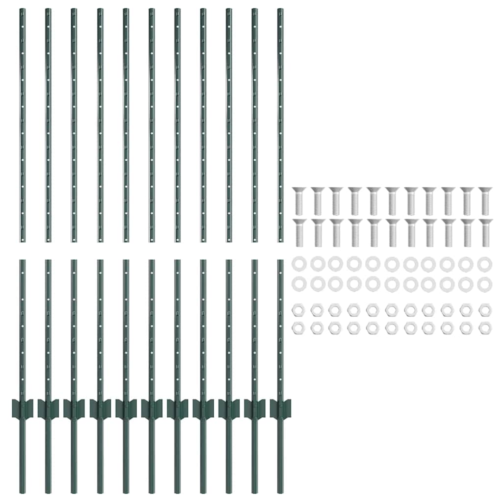 Hekpalen 22 Pcs Groen 120 Cm Staal