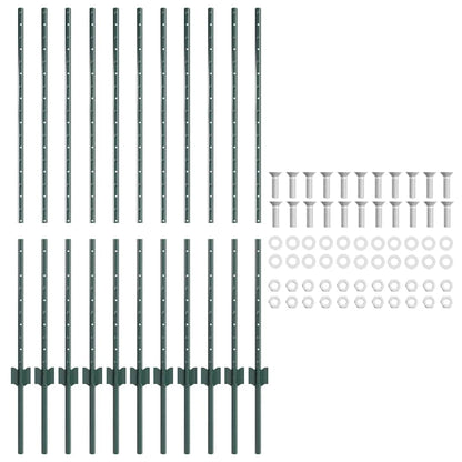 Hekpalen 22 Pcs Groen 120 Cm Staal