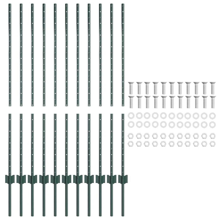 Hekpalen 22 Pcs Groen 120 Cm Staal