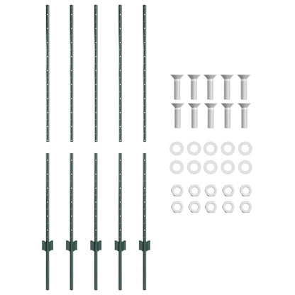 Hekpalen 10 Pcs Groen 140 Cm Staal